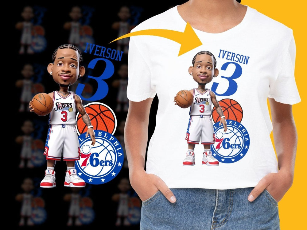 Basketball Cartoon Character 6ers 3 IVerson PNG File - Teepew