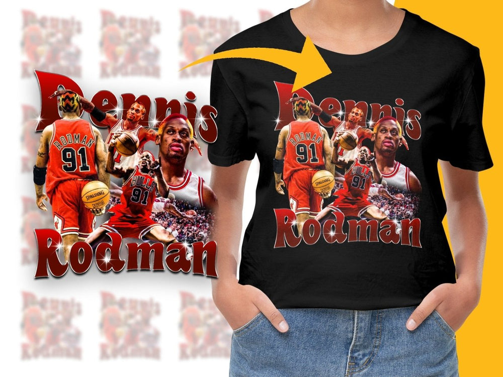 Basketball Legend Dennis Rodman Chicago Bulls Bootleg Graphic PNG File - Teepew
