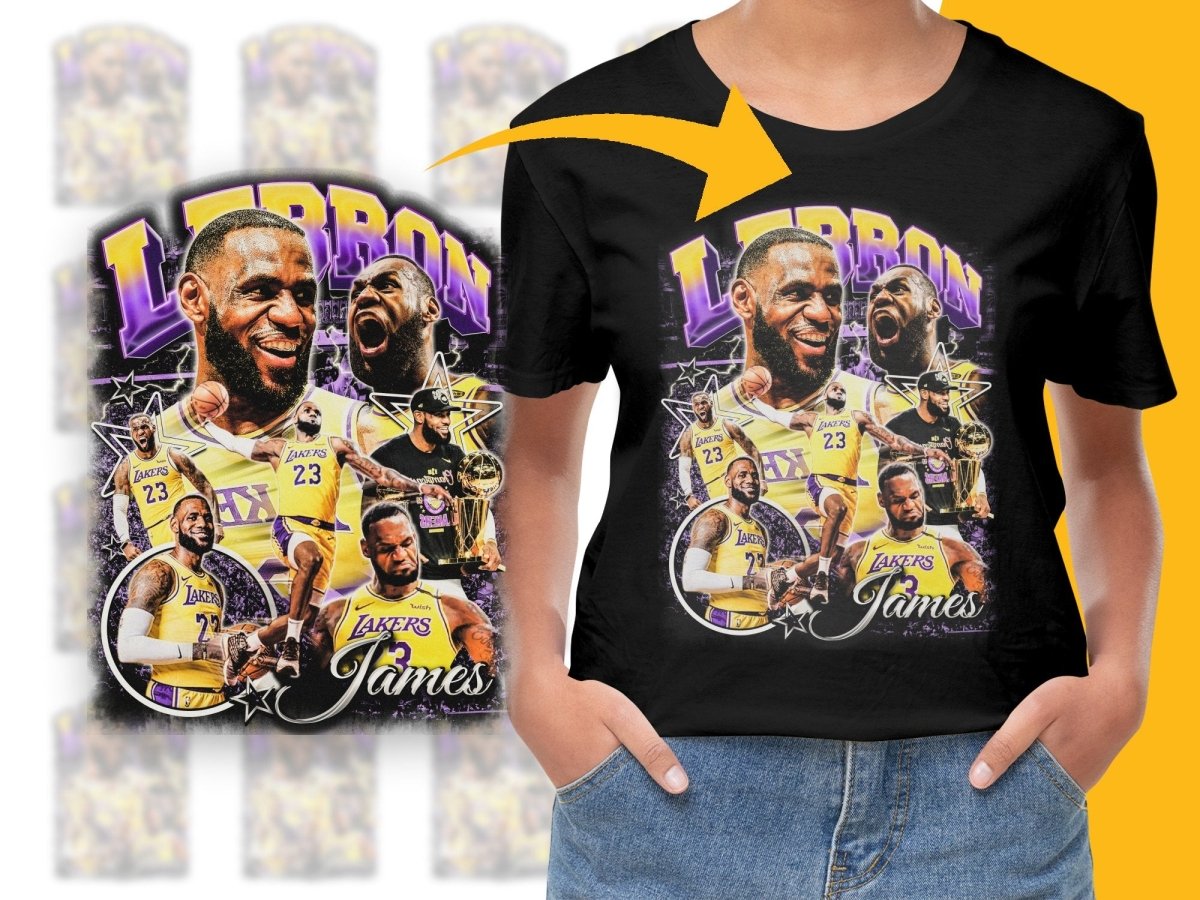 Basketball Star Lebron James Los Angeles Lakers Bootleg Graphic Collage PNG File - Teepew