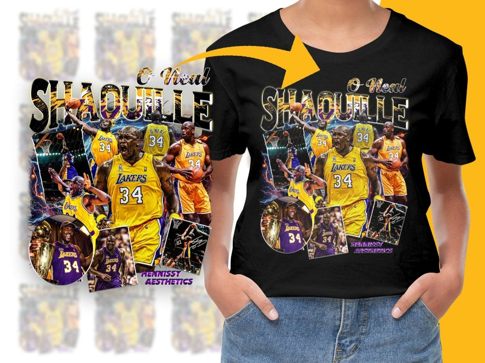 Basketball Star Shaquille O'Neal Los Angeles Lakers Bootleg Graphic Collage PNG File - Teepew