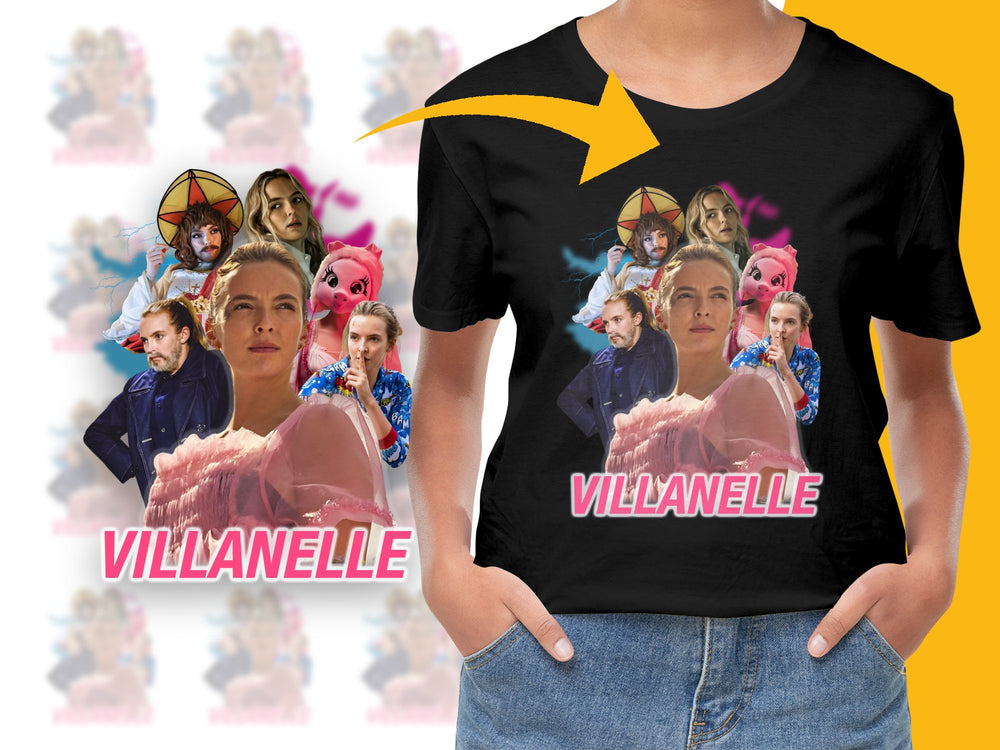 Villanelle Graphic T-Shirt, Killing Eve Inspired Fan Art, Women's Fashion Tee, Unique TV Show Merchandise, Pop Culture Apparel, Gift Idea.