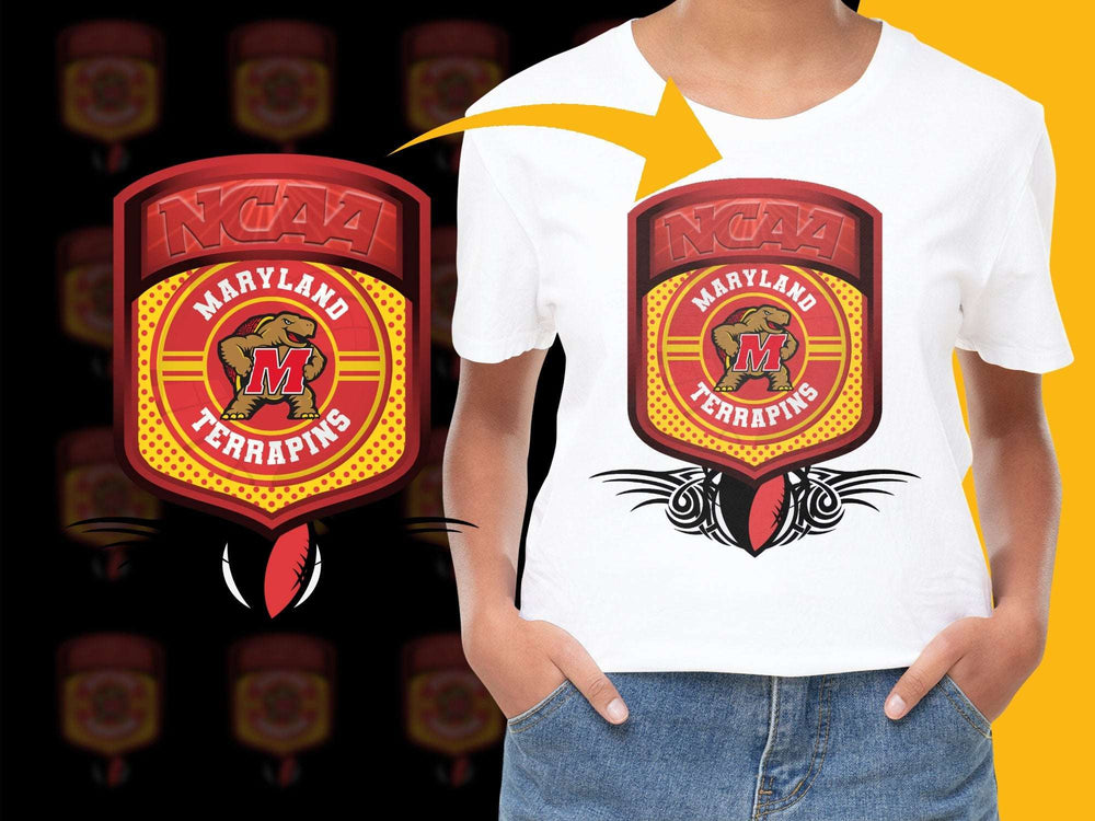 NCAA Maryland Terrapins Logo T-shirt, Sports Fan Apparel, College Tee, Red and White