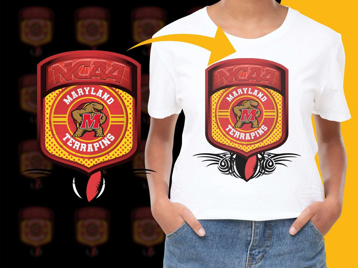 NCAA Maryland Terrapins Logo T-shirt, Sports Fan Apparel, College Tee, Red and White