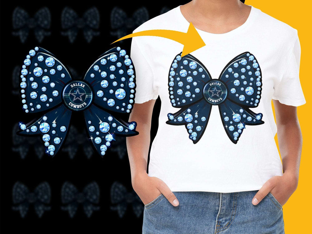 Dallas Cowboys Rhinestone Bow Hair Clip, Blue Black Bow, NFL Team Logo Sparkle Accessory, Fan Gear