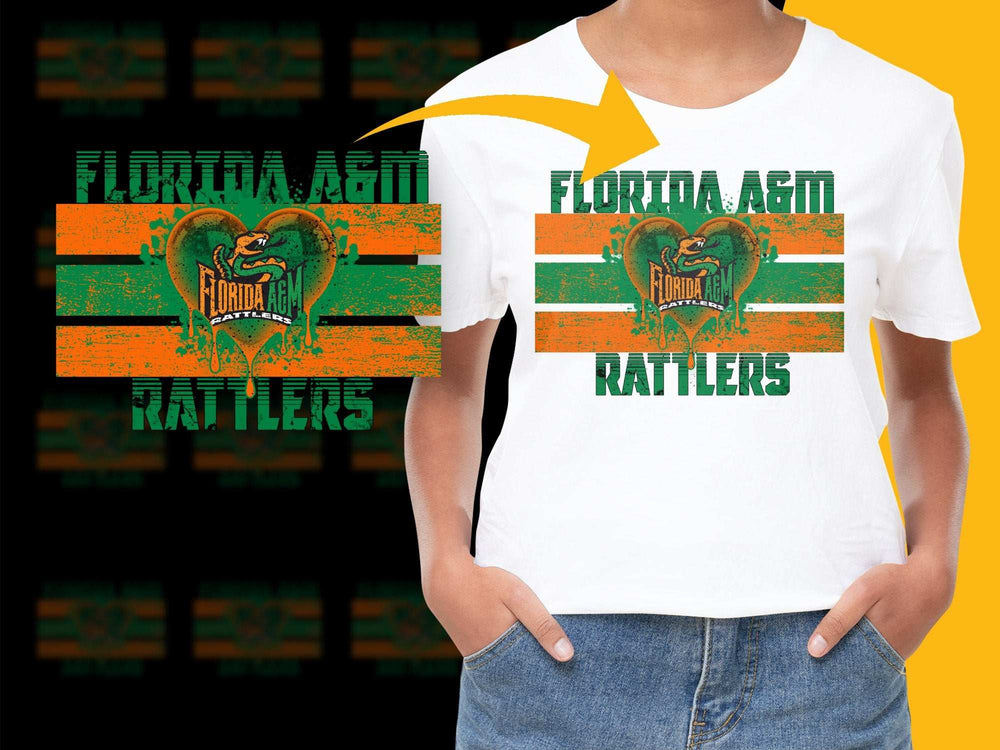 Florida AandM Rattlers T-Shirt, Vintage Style Graphic Tee, College Sports Fan Apparel