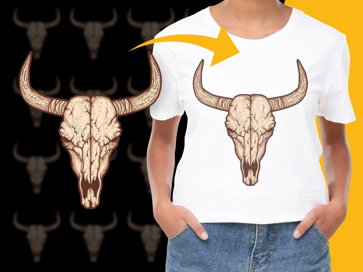 Bull Skull T-Shirt, Boho Chic Graphic Tee, Unisex Cotton Shirt, Casual Streetwear, Animal Skull Print, Trendy Summer Top, Gift Idea