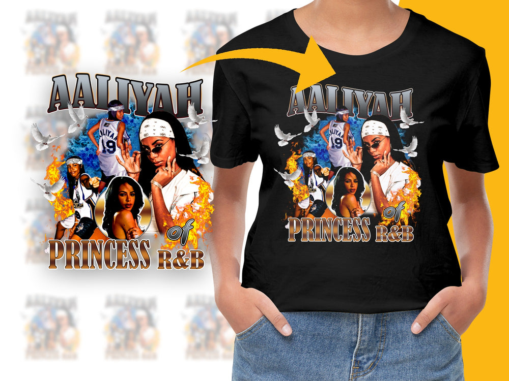 Aaliyah Princess of RandB Tribute T-Shirt, Vintage 90s Hip Hop Graphic Tee, Unisex Fashion Top