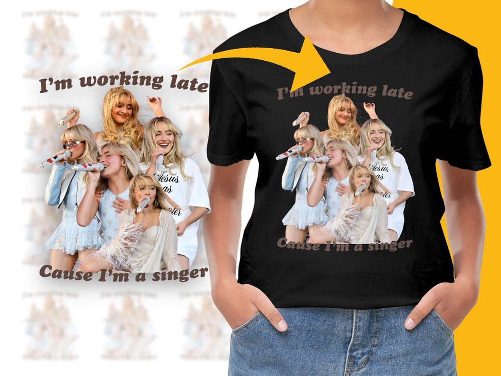Women's Black Graphic T-Shirt 'I'm working late Cause I'm a Singer' Casual Tee