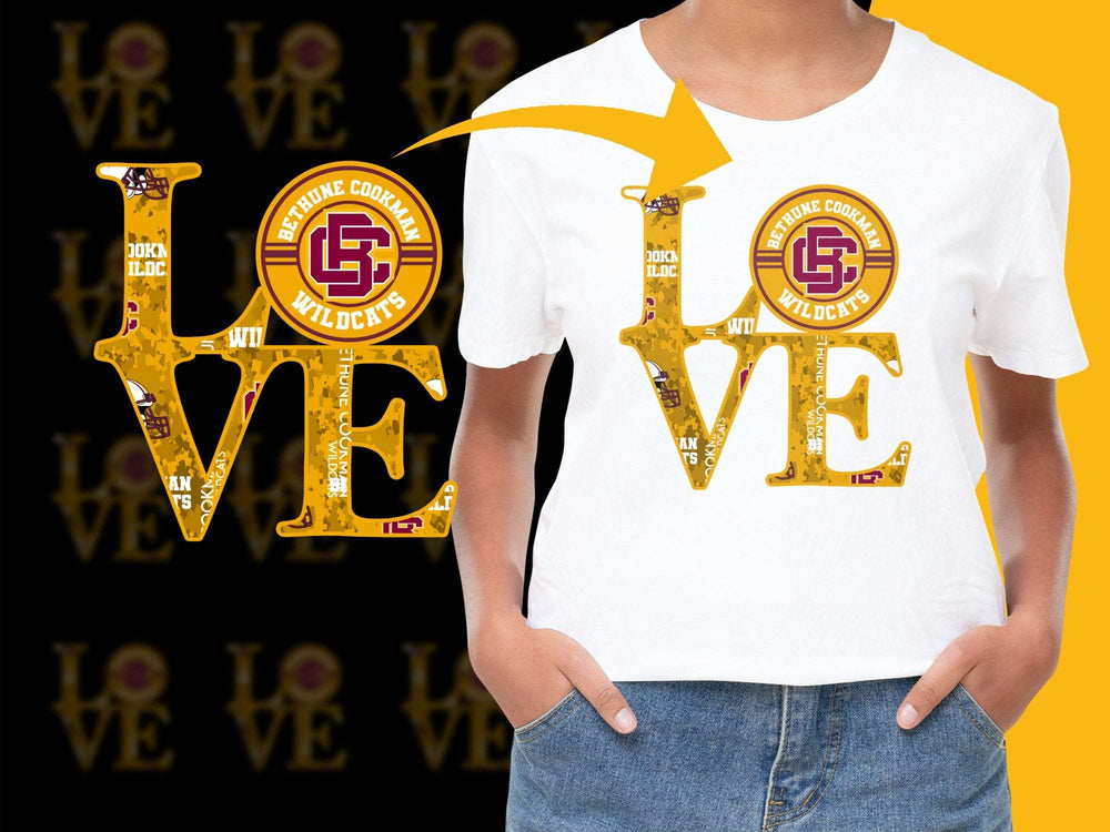 Graphic LOVE T-Shirt, Vintage College Emblem Design, Casual Streetwear, Trendy Unisex Tee