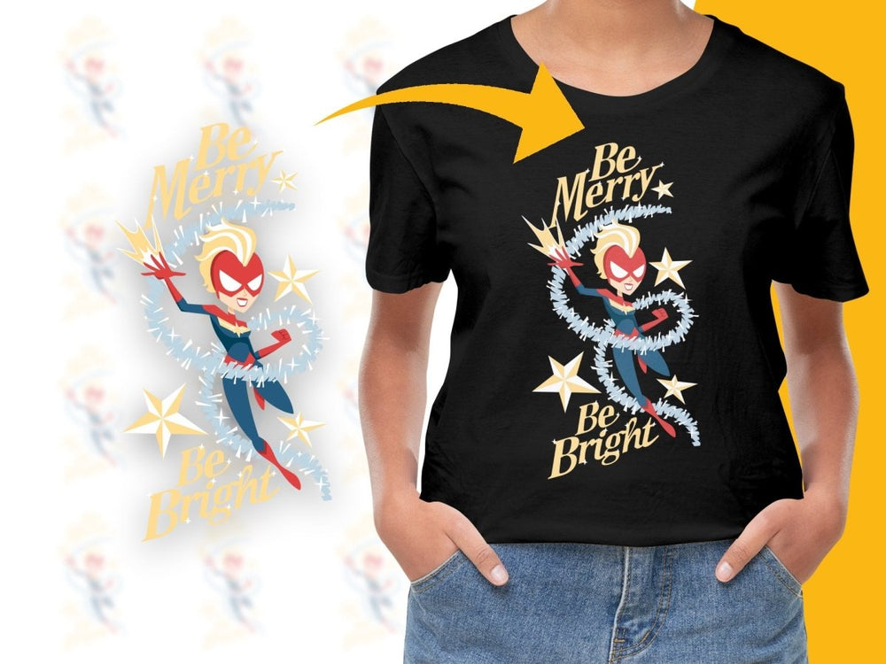 Be Merry Be Bright Captain Marvel Christmas PNG File - Teepew