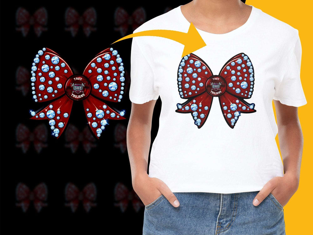Kids White T-Shirt with Red Bow Tie Butterfly Graphic, Casual Summer Wear