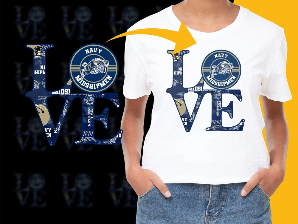 Navy Love T-Shirt, Women's Patriotic Military Appreciation Graphic Tee, Navy Anchor Design White Shirt
