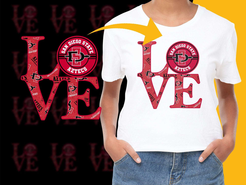 San Diego State University Love T-Shirt, SDSU Athletics Graphic Tee, Unisex College Apparel