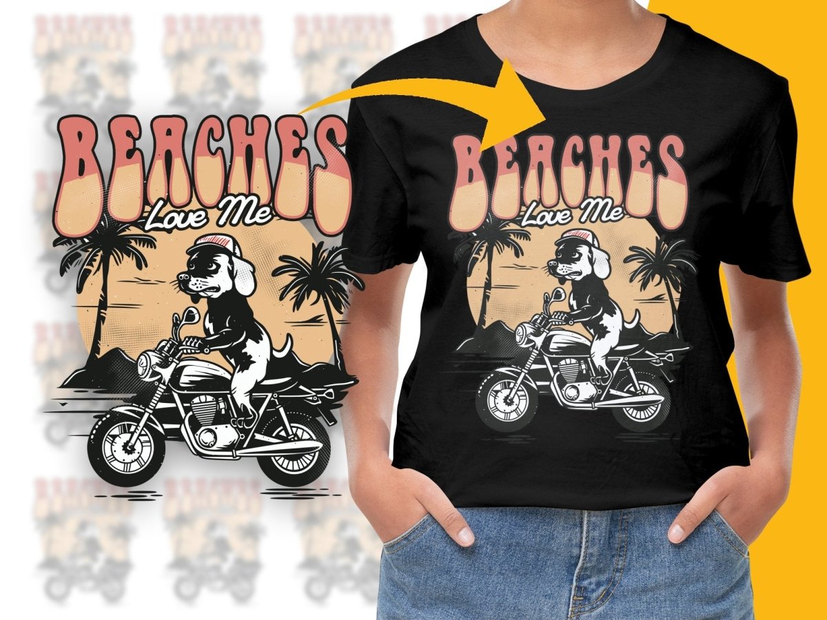 Beaches Love Me Dog Riding Motorcycle PNG File - Teepew