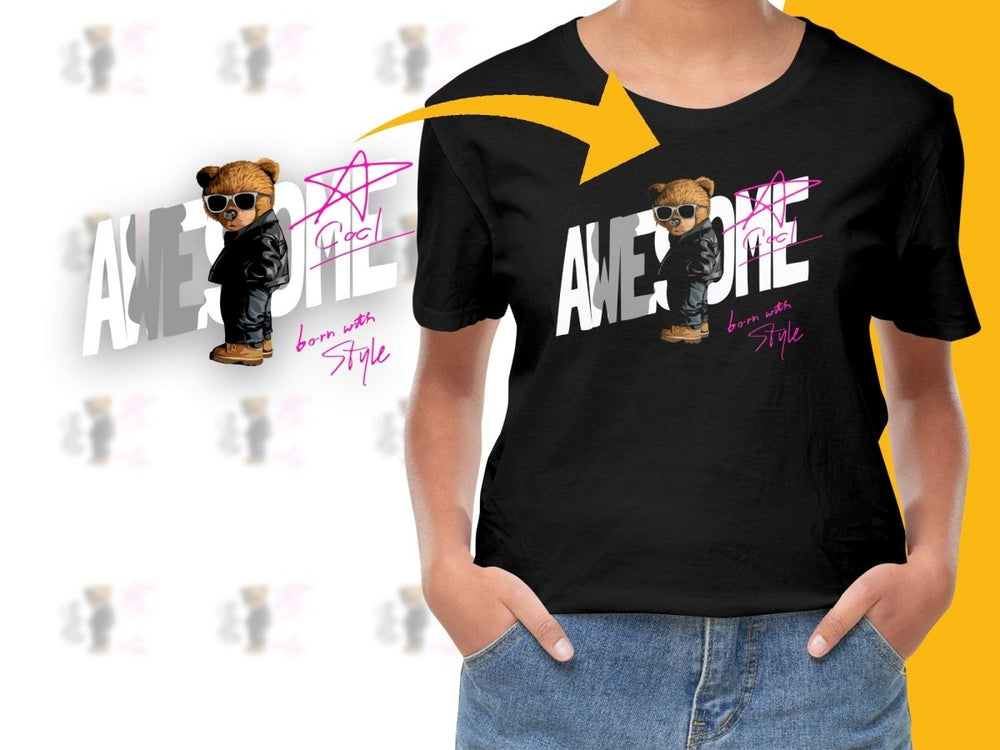 Bear in Sunglasses Born with Style Graphic PNG File - Teepew