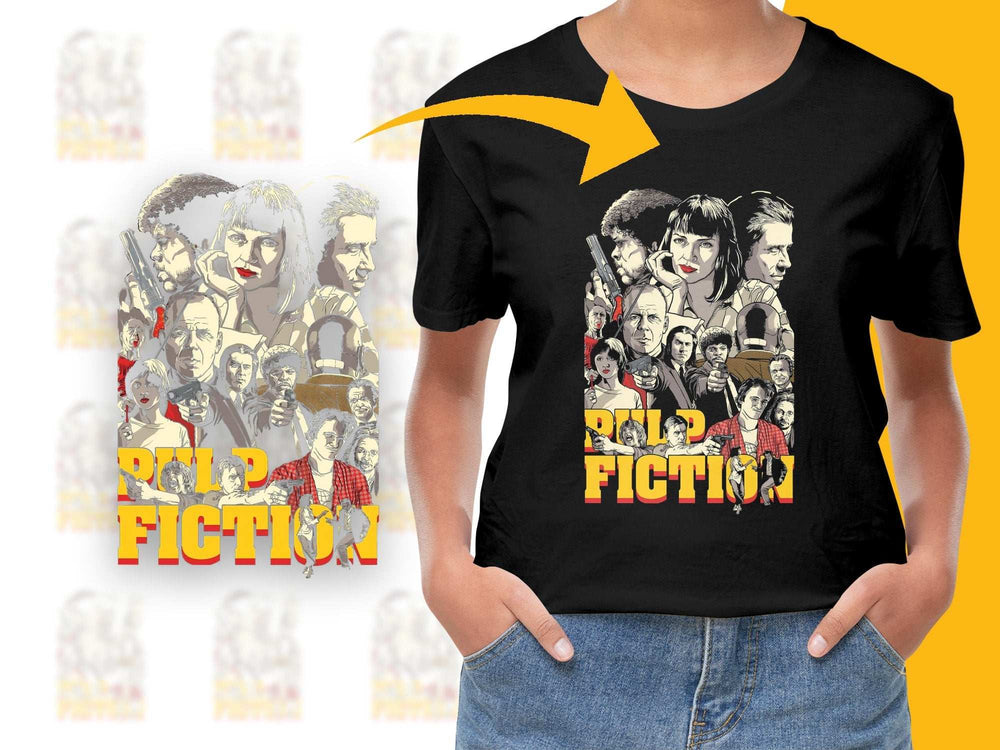Pulp Fiction Movie T-Shirt, Classic Film Graphic Tee, Cult Movie Fan Apparel, Retro Style Black Shirt