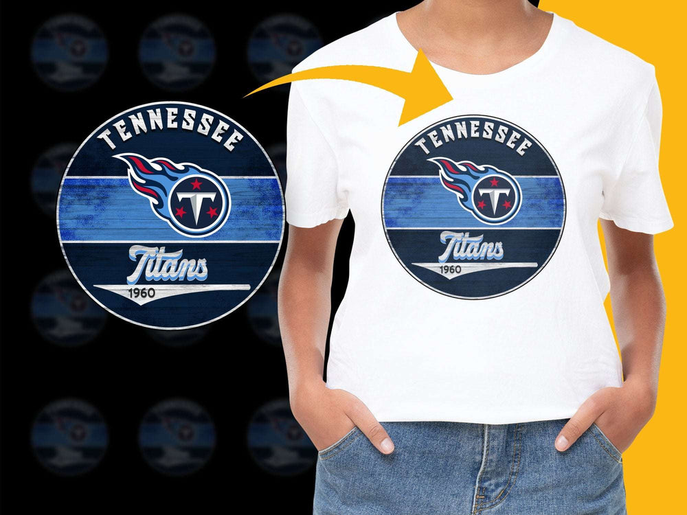 Tennessee Titans Logo T-Shirt, Vintage Sports Team Apparel, Blue and Red Graphic Tee, Casual Wear for Fans