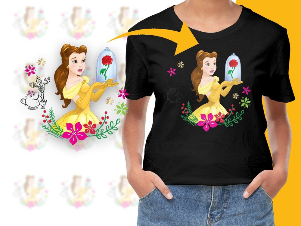 Belle and Enchanted Rose Beautiful PNG File - Teepew