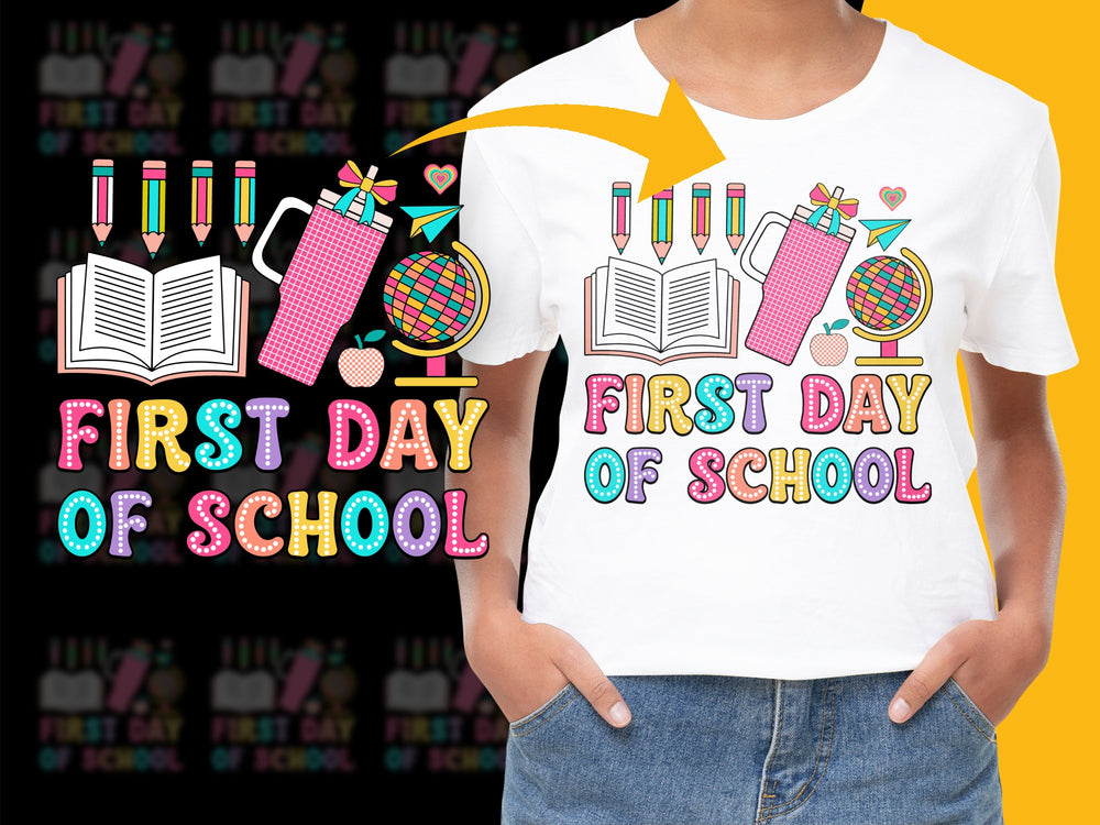 First Day of School T-Shirt, Colorful Graphic Tee, Kids Back to School Apparel