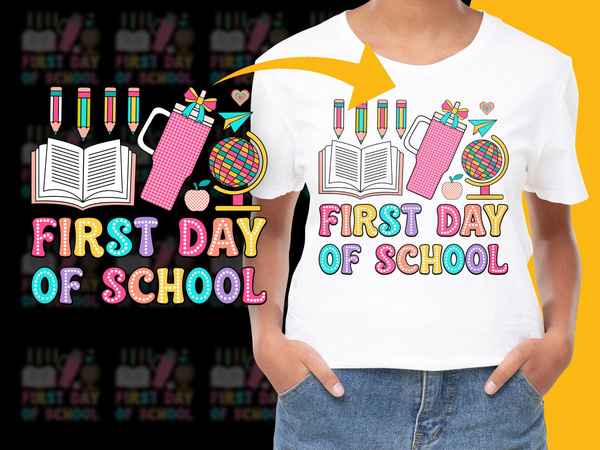 First Day of School T-Shirt, Colorful Graphic Tee, Kids Back to School Apparel