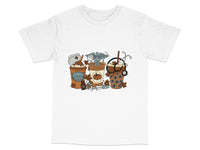 Load image into Gallery viewer, Autumn Vibes Graphic T-Shirt, Cute Fall Season Illustrations, Unisex White Tee, Casual Fall Fashion, Pumpkin and Leaves Design
