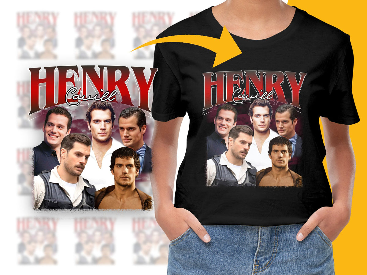 Henry Cavill Fan T-Shirt, Multiple Poses Graphic Tee, Casual Cotton Shirt for Men and Women