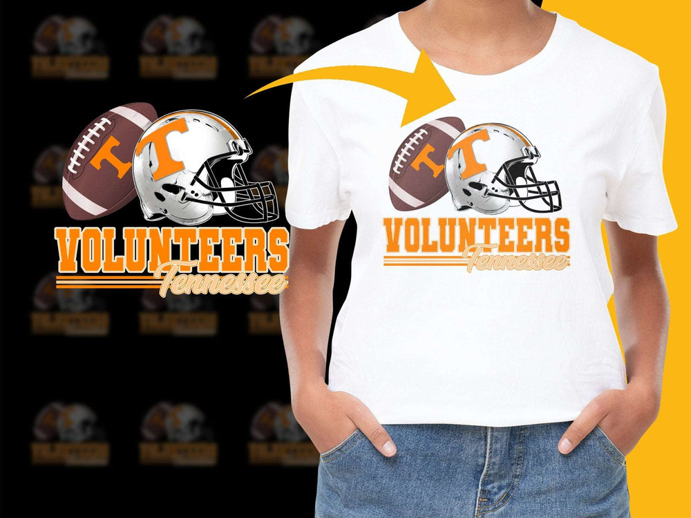 Tennessee Volunteers Football Graphic T-Shirt, White Cotton Tee, Sports Fan Apparel, College Team Logo, Unisex Fit