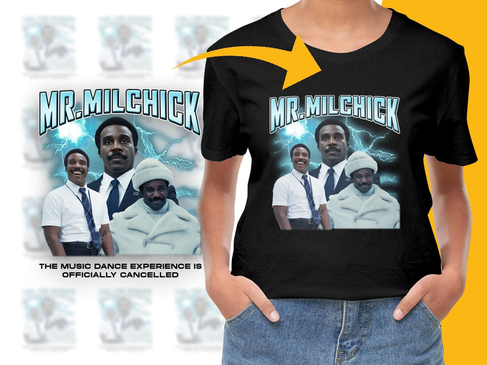 Mr. Milchick Graphic Tee, Inspired TV Show Character, Electric Dance Black T-Shirt, Fan Merchandise, Casual Streetwear Style