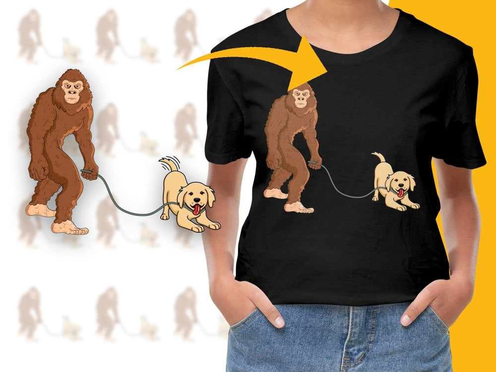 Bigfoot Walking Golden Retriever Funny Graphic PNG File - Teepew