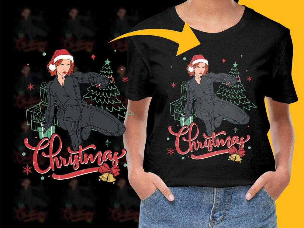 Black Widow Christmas Graphic Casual PNG File - Teepew