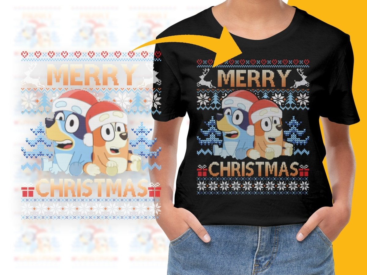 Blue Dog and Tan Dog Merry Christmas PNG File - Teepew