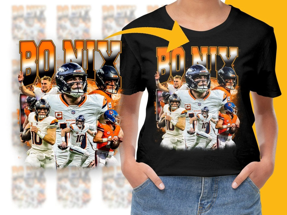 Bo Nix Multicolor Bootleg Graphic Sports Fan PNG File - Teepew