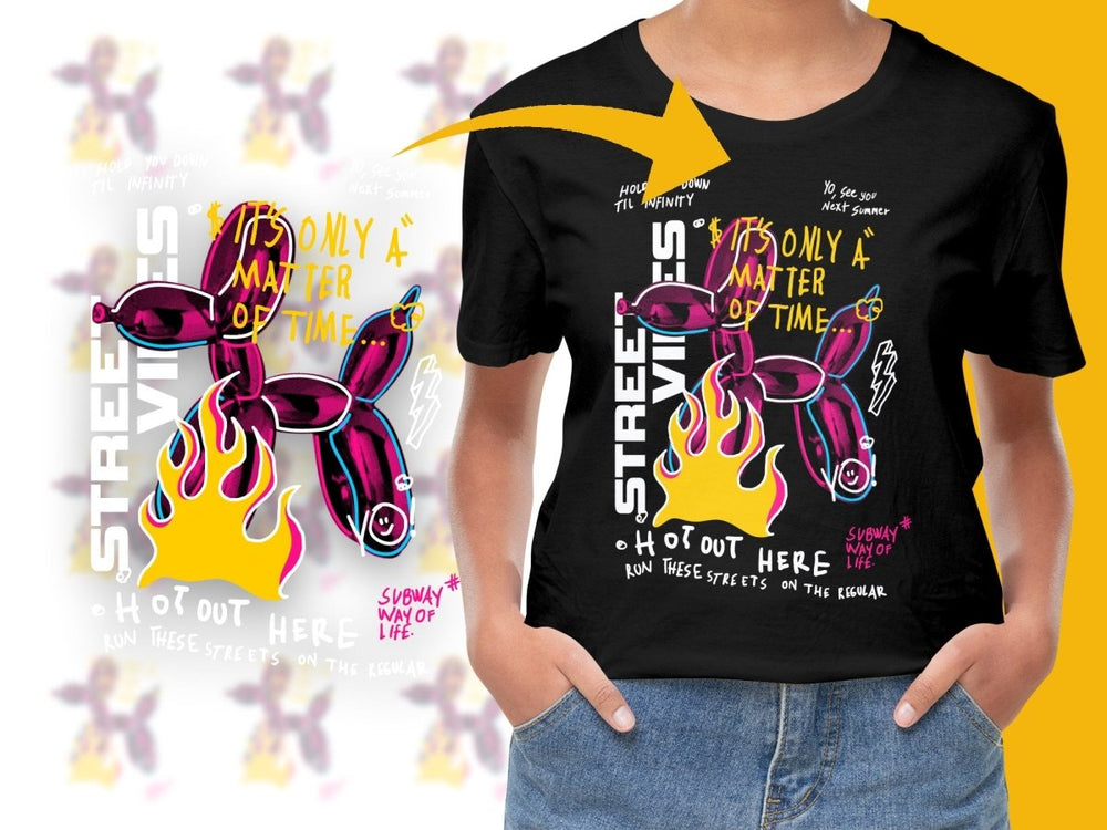 Bold Balloon Dog and Flames Unique Graphic PNG File - Teepew