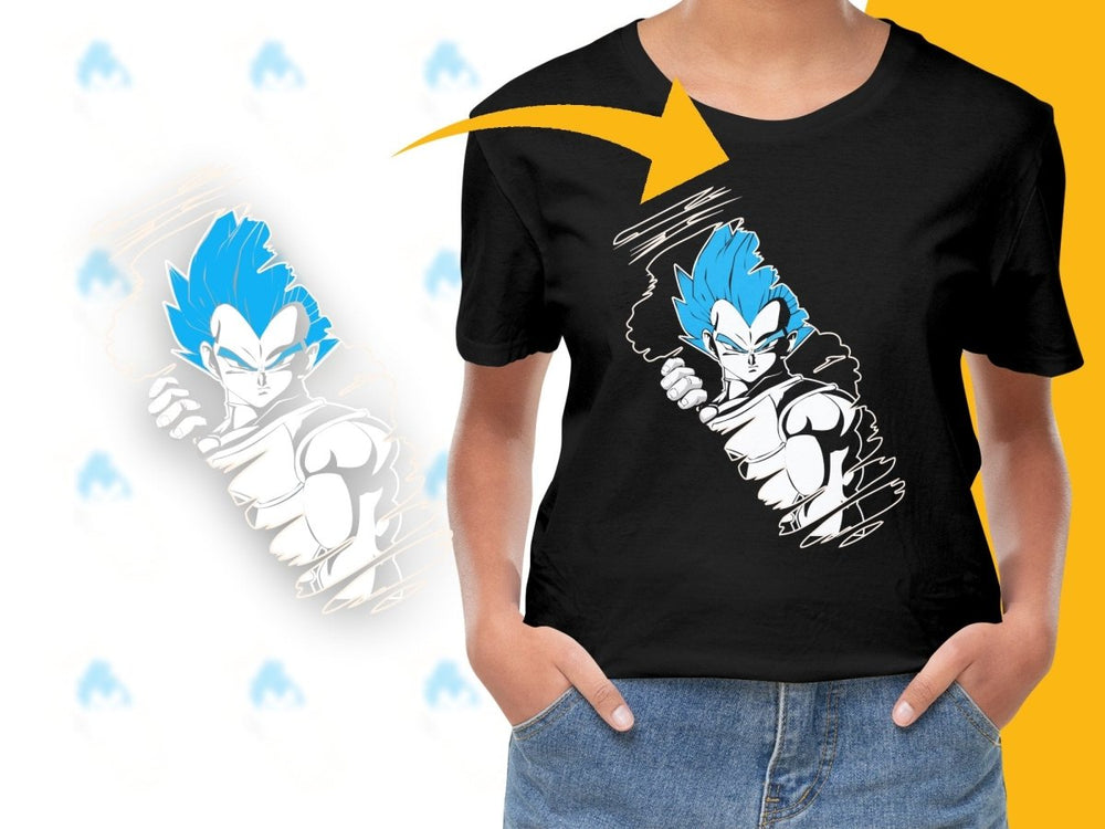 Bold Blue - Haired Anime Fighter Graphic PNG File - Teepew