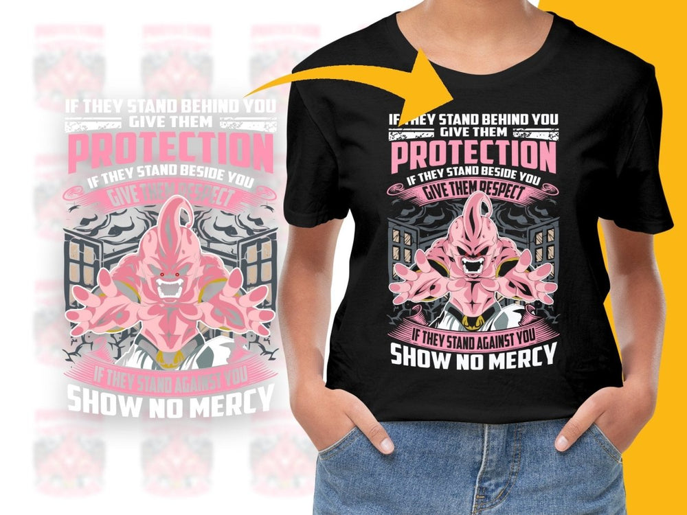 Bold Character Showing No Mercy Anime Graffiti Style PNG File - Teepew