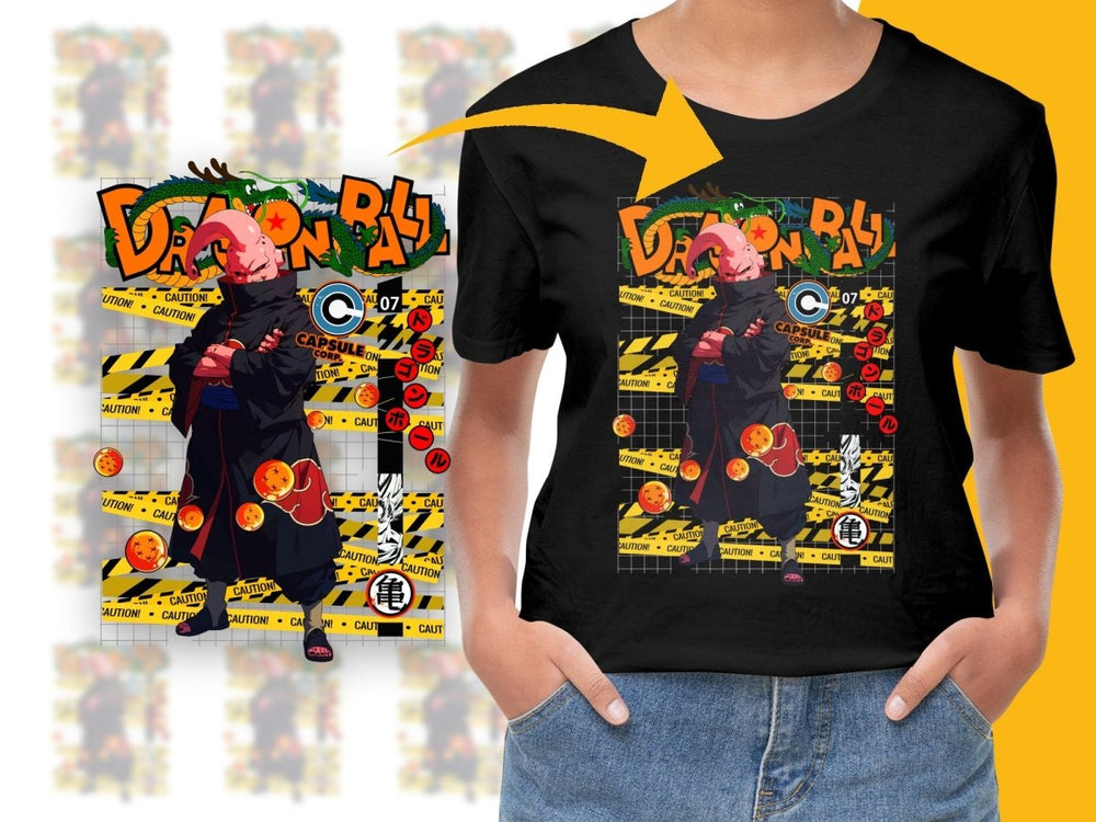 Bold Dragon Ball Majin Buu Themed Anime Graphic PNG File - Teepew