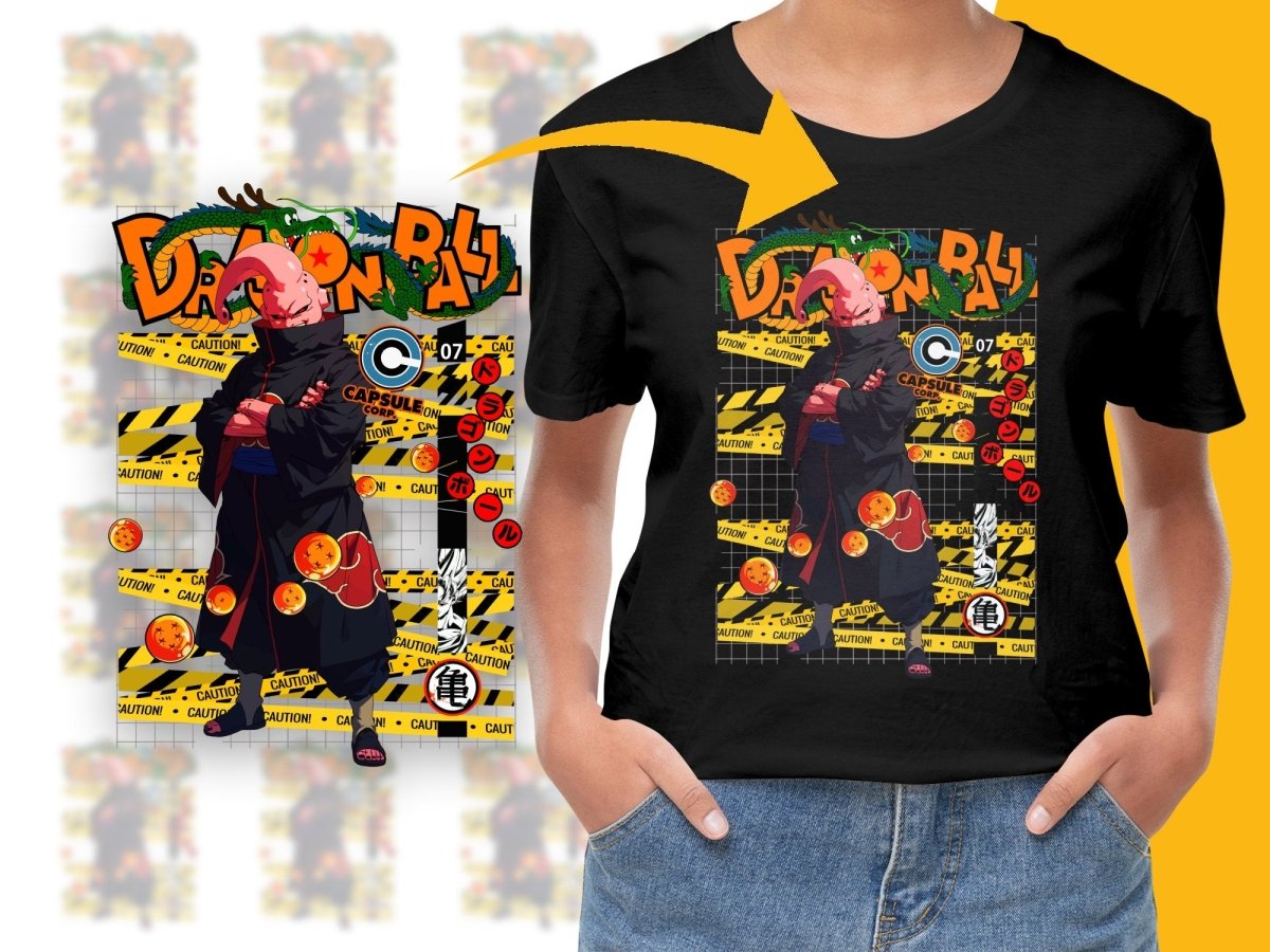 Bold Dragon Ball Majin Buu Themed Anime Graphic PNG File - Teepew
