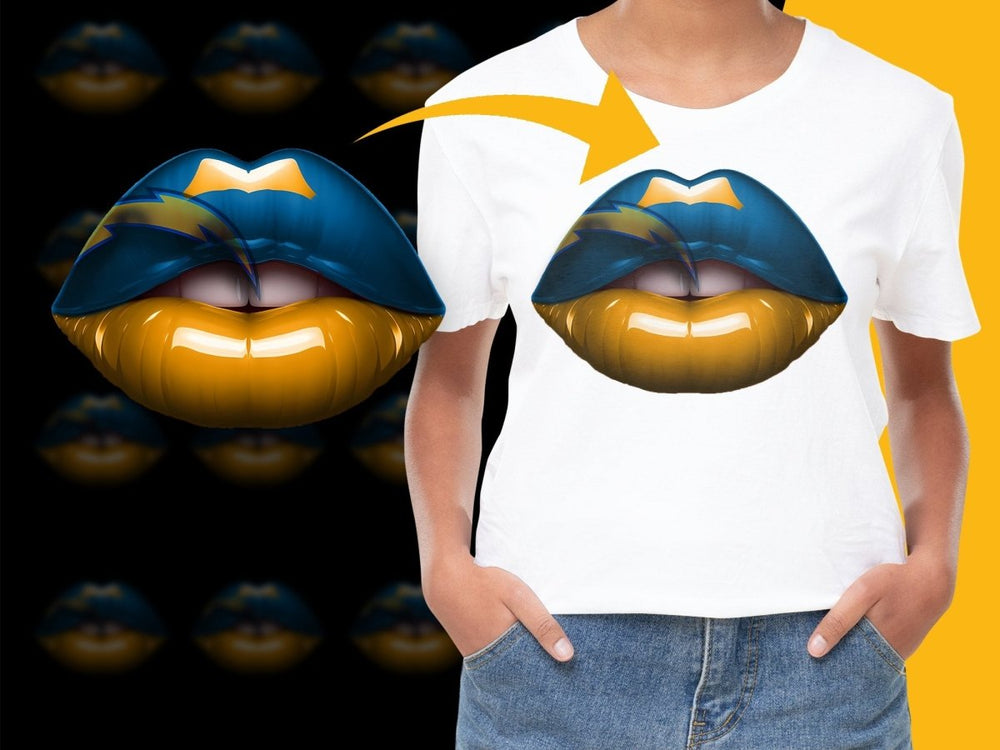 Bold Los Angeles Chargers Lip Design Graphic PNG File - Teepew