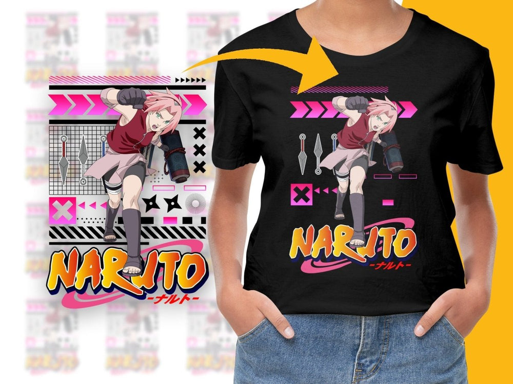Bold Sakura Anime Style Naruto Theme Graphic PNG File - Teepew