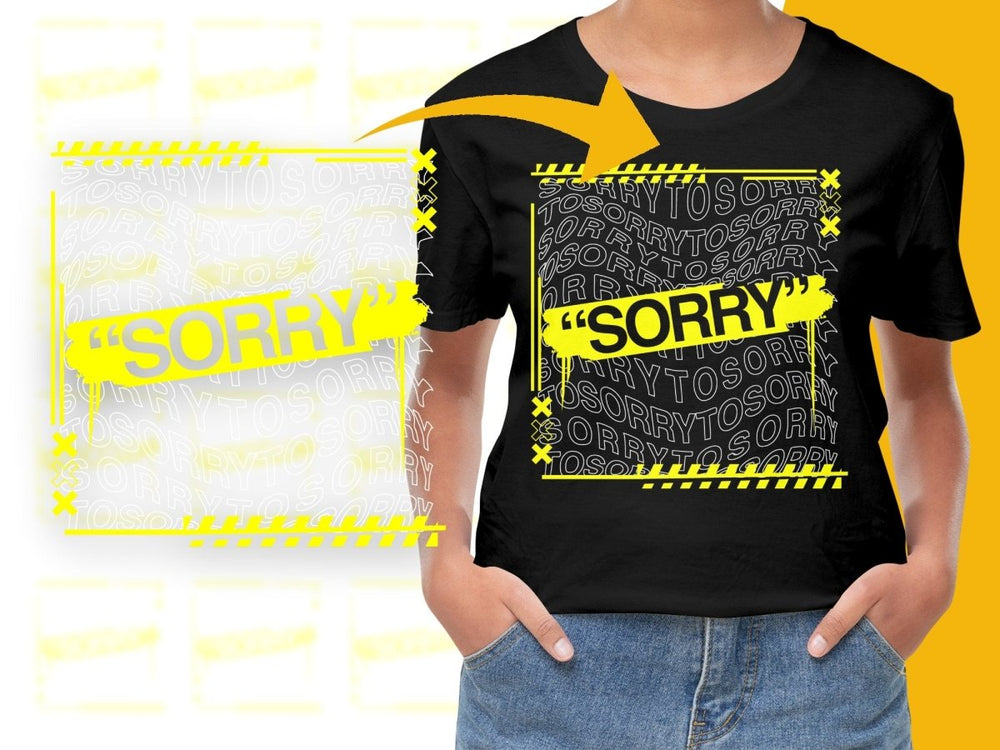 Bold Yellow 'SORRY' Graphic PNG File - Teepew