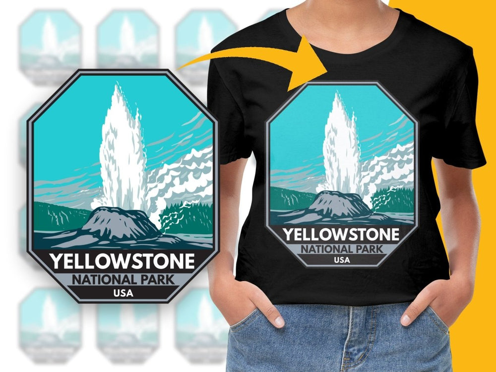 Bold Yellowstone National Park USA Graphic PNG File - Teepew