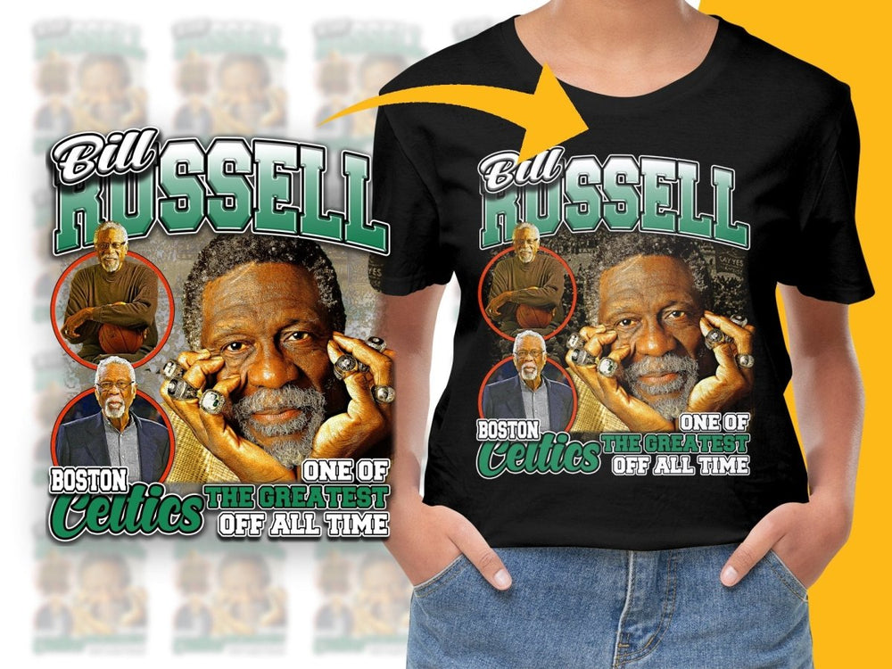 Boston Celtics Bill Russell One Of The Greatest Off All Time Basketball Legend Bootleg PNG File - Teepew
