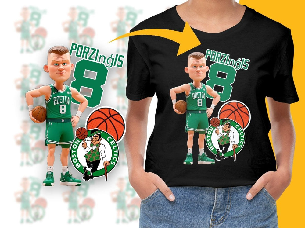 Boston Celtics Kristaps Porzinģis Number 8 Basketball Player PNG File - Teepew