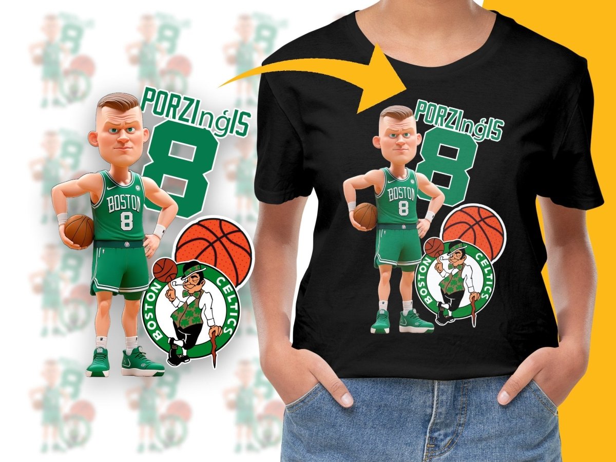 Boston Celtics Kristaps Porzinģis Number 8 Basketball Player PNG File - Teepew