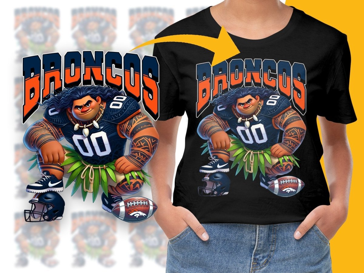 Broncos Moana Cartoon Illustrated Graphic PNG File - Teepew