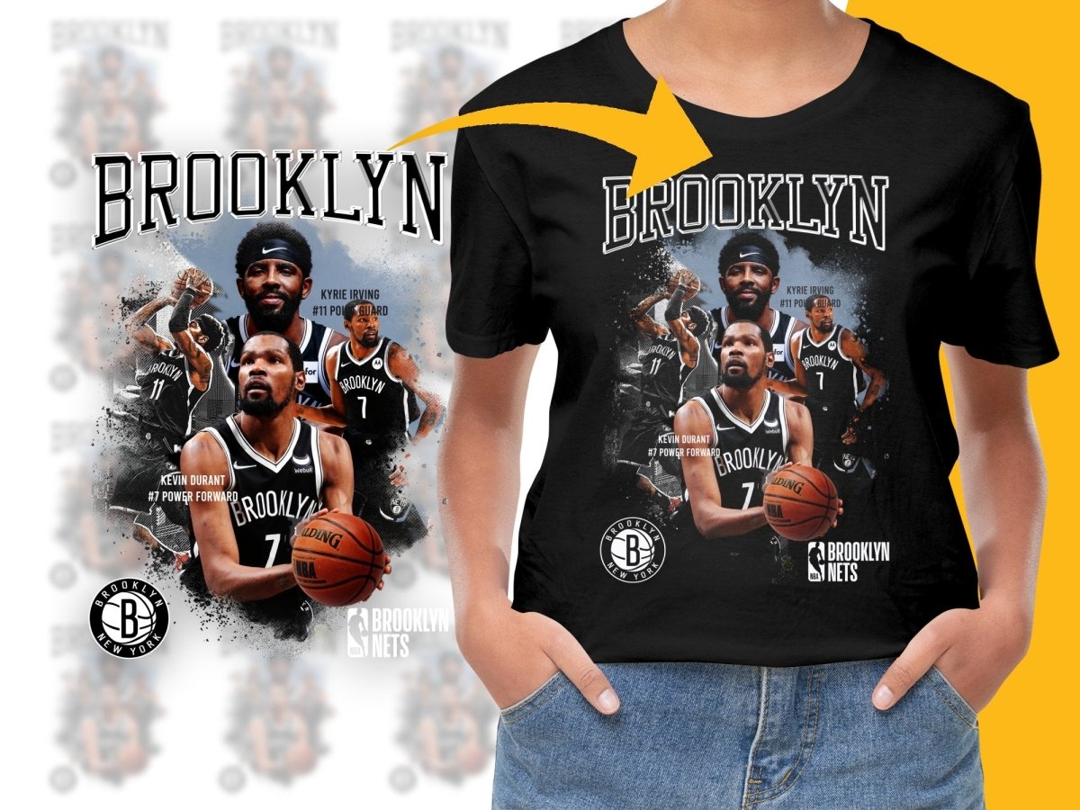 Brooklyn Nets Basketball Team Kevin Durant And Kyrie Irving Bootleg PNG File - Teepew