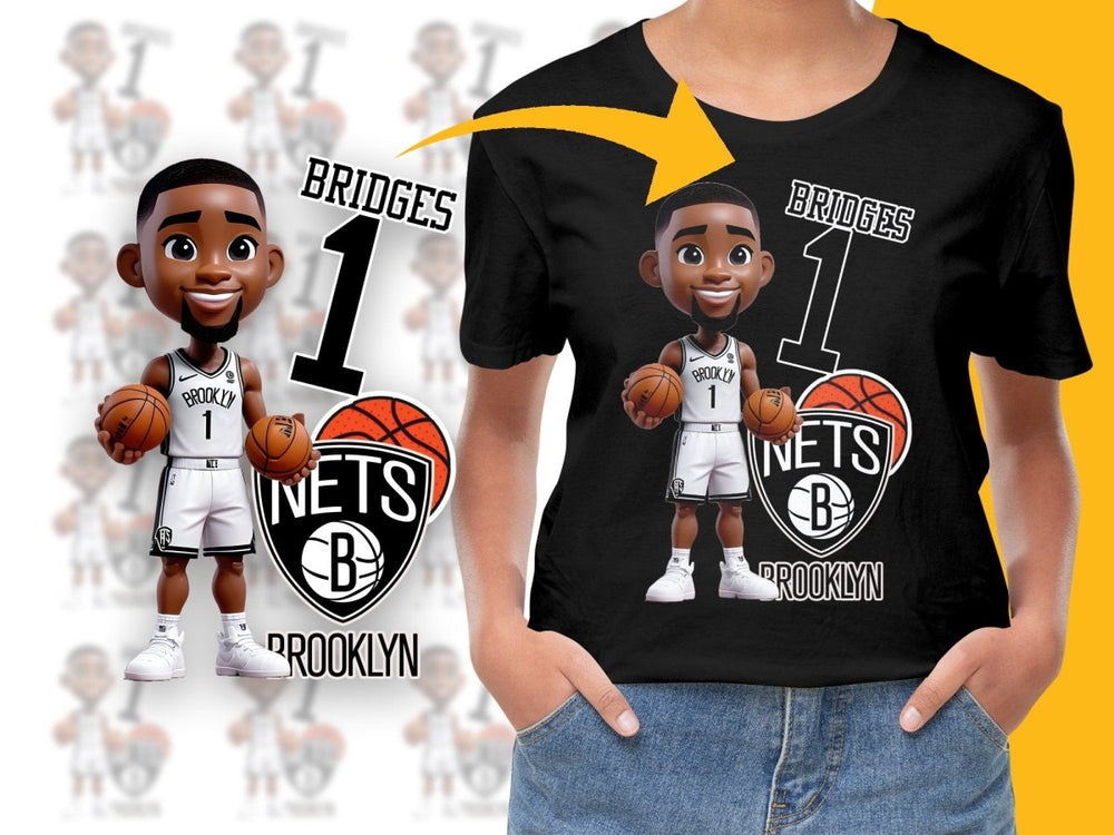 Brooklyn Nets Mikal Bridges Cartoon Basketball Star PNG File - Teepew