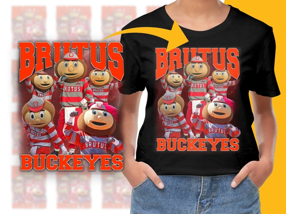 Brutus Buckeye Bootleg Red and White Fan PNG File - Teepew