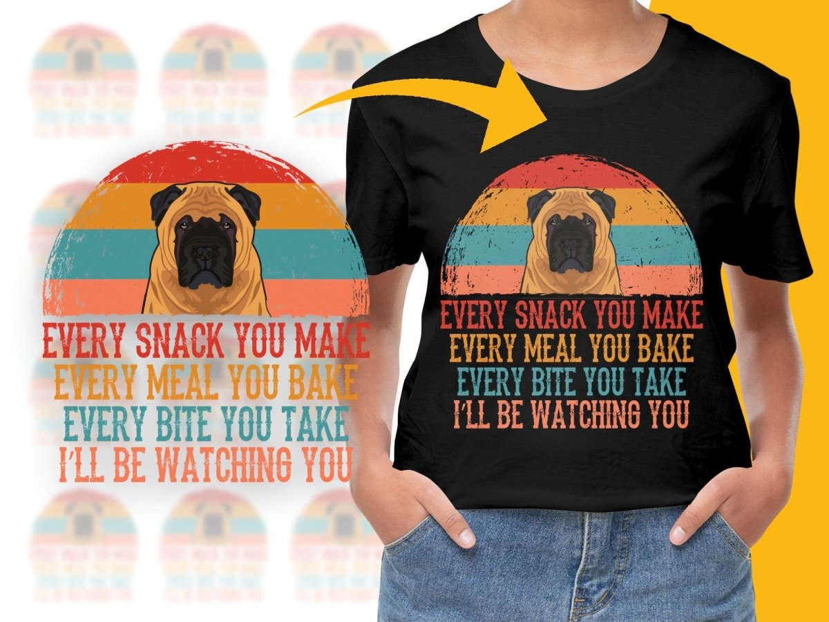 Bullmastiff Watching You Funny Quote Vintage Style PNG File - Teepew