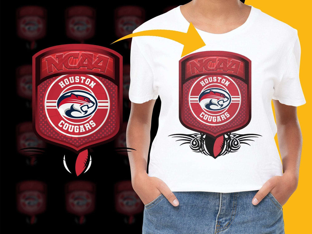 NCAA Houston Cougars Logo T-Shirt, College Sports Fan Apparel, Red Graphic Tee
